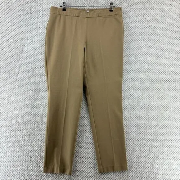J Jill Pants Women 14 Khaki Beige Tobacco Precision Stretch Mid Rise Stretch New - Picture 1 of 15